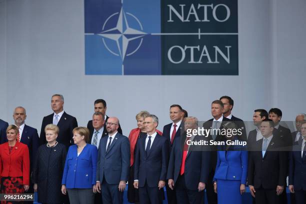 Heads of state, including Croatian President Kolinda Grabar-Kitarovic, Lithuanian President Dalia Grybauskaite, German Chancellor Angela Merkel,...