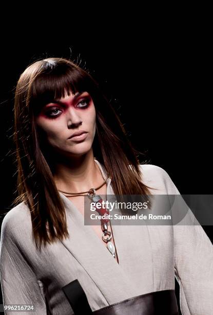 Model walks the runway during Marcos Luengo show at Mercedes Benz Fashion Week Madrid Spring/Summer 2019 on July 11, 2018 in Madrid, Spain.