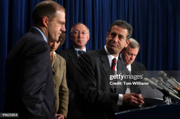 From left, Sens. John Sununu, R-N.H., Lisa Murkowski, R-Alaska, Ken Salazar, D-Colo., and Dick Durbin, D-Ill., attend a news conference to outline...