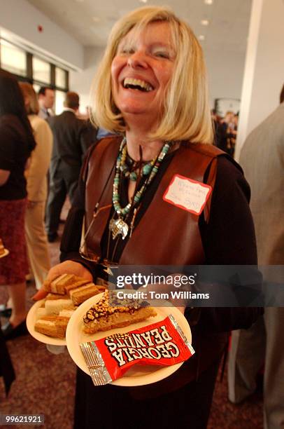 Martha Anne McIntosh, staffer for Sen. Robert Byrd, D-W.V., collects peanut butter snacks for the Senator at Peanut Butter Day sponsered by the...