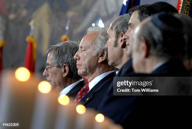 From left, Fred S. Zeidman, Sen. Joe Lieberman, D-Conn., Joel M. Geiderman, Sallai Meridor, and William J. Lowenberg, attend the National Holocaust...