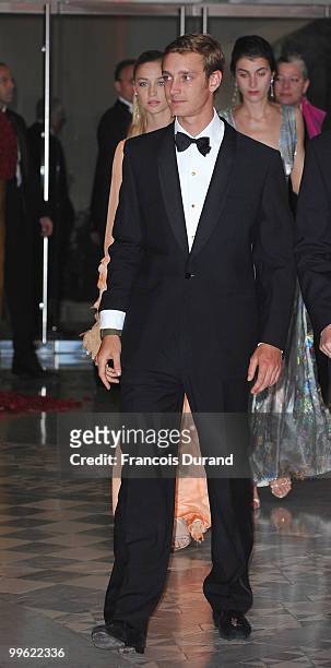 Pierre Casiraghi and Countess Beatrice Borromeo arrive at the Monaco Formula One Grand Prix dinner at the Monte Carlo sporting on May 16, 2010 in...