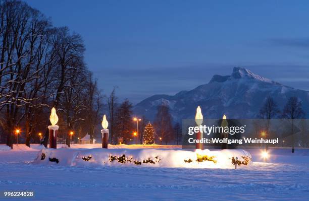 giant advent wreath at mondsee lake, salzkammergut, upper austria, austria - vocklabruck stock pictures, royalty-free photos & images