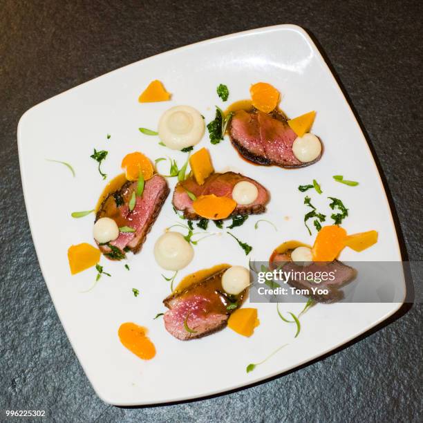 aged magret de canard - canard stock pictures, royalty-free photos & images