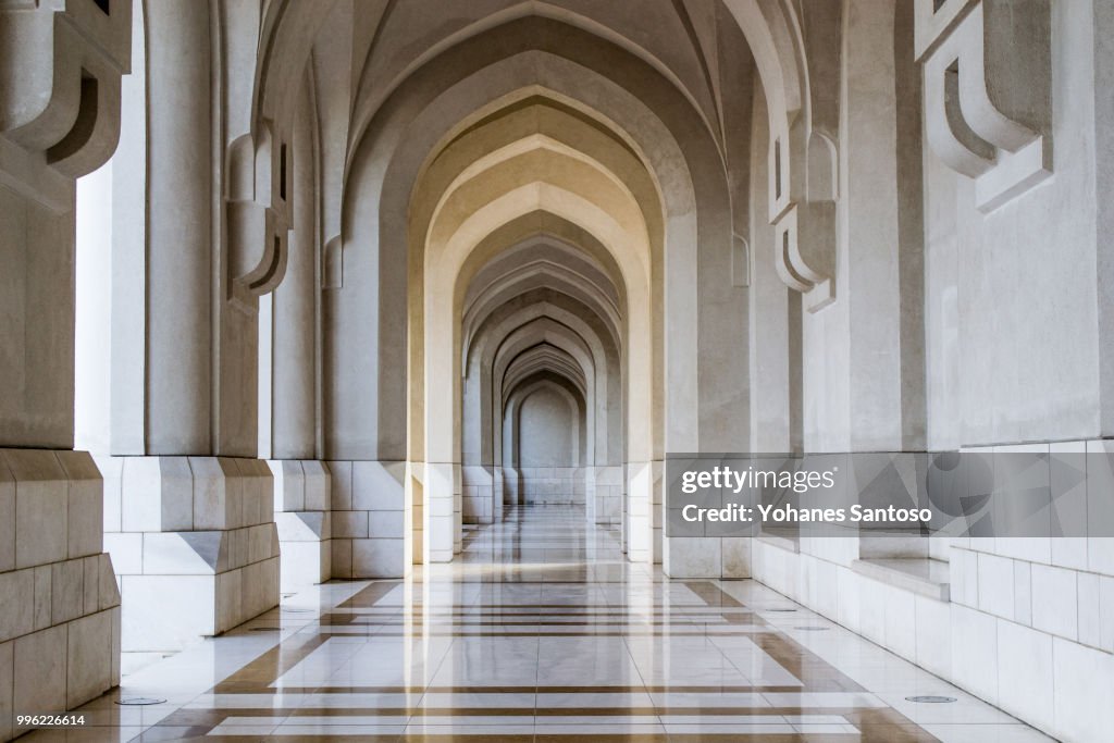 Columned Hallway at Al Zawawi Mosque