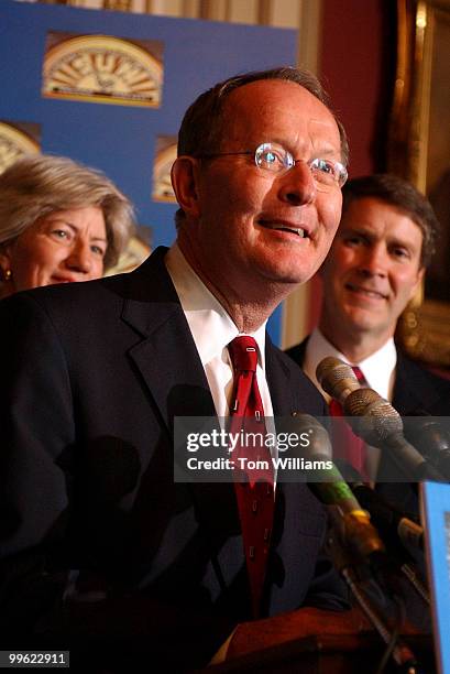 Sen. Lamar Alexander, R-Tenn., speaks at a news conference in which Memphis' Sun Studio was designated a National Landmark. Secretary of the Interior...