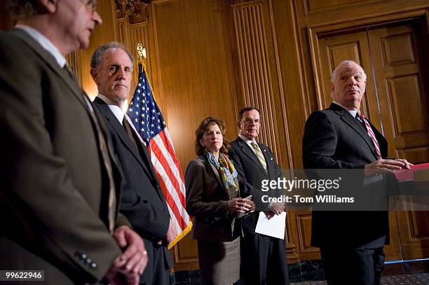 From left, Mark Derbyshire, business owner from Aberdeen, Md., Sens. Ted Kaufman, D-Del., Kay Hagan, D-N.C., Paul Kirk, D-Mass., and Ben Cardin,...