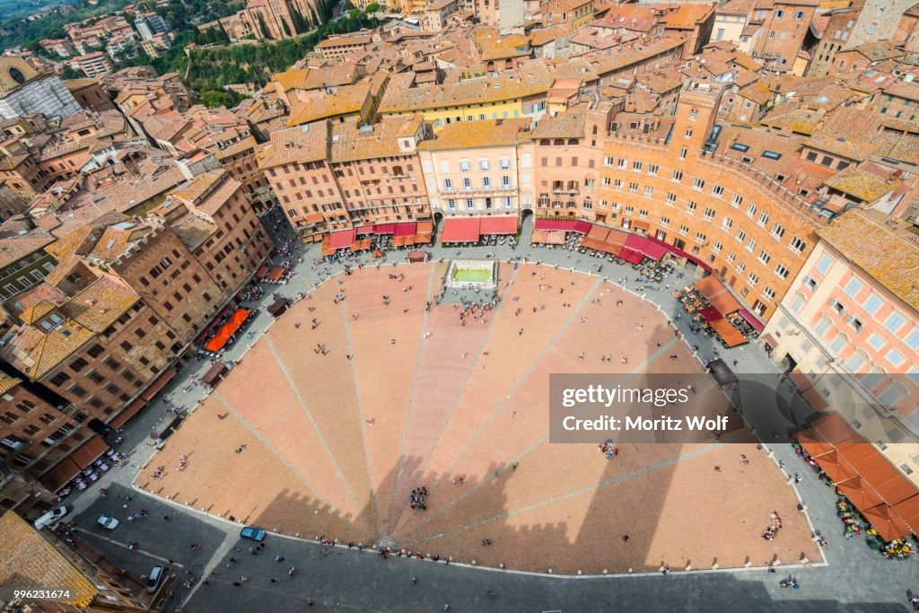 View from Torre del Mangia on Piazza del Campo, Siena, Tuscany, Italy