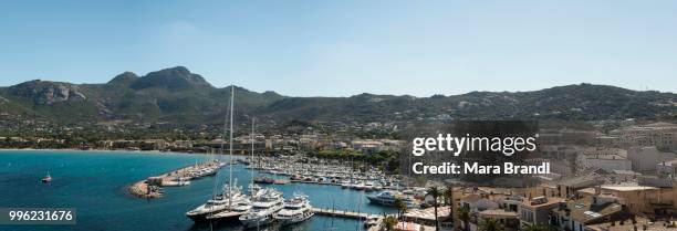 harbor and promenade, town view of calvi, haute-corse, corsica, france - haute corse stock-fotos und bilder