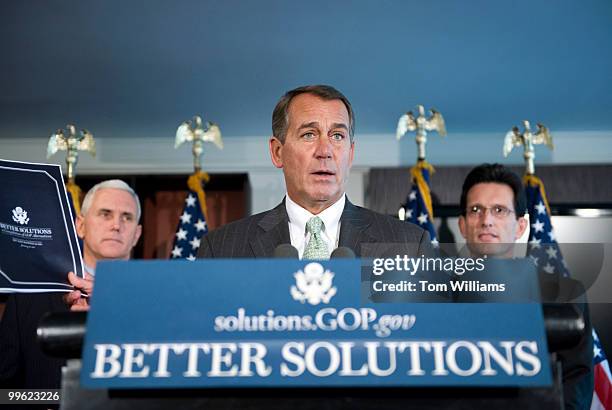 House Minority Leader John Boehner, R-Ohio, center, Republican Conference Chairman Mike Pence, R-Ind., left, and House Minority Whip Eric Cantor,...