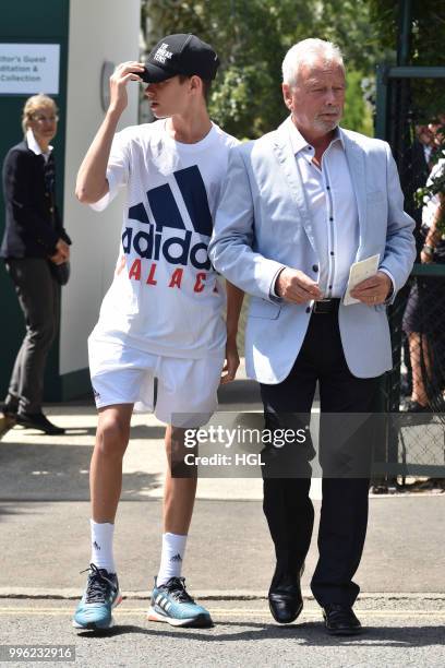 Romeo Beckham and Anthony Adams seen on day nine at The Championships at Wimbledon, London. On July 11, 2018 in London, England.