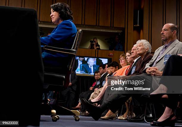 Supreme Court nominee Sonia Sotomayor listens to opening statements at a Senate Judiciary Committee hearing on her confirmation in 216 Hart Building,...