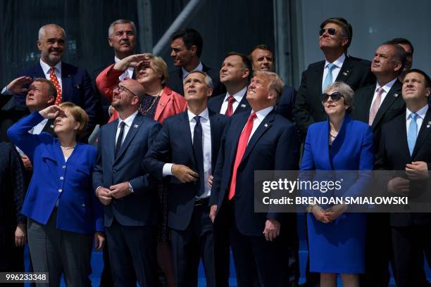 German Chancellor Angela Merkel, Belgium's Prime Minister Charles Michel, NATO Secretary General Jens Stoltenberg, US President Donald Trump ,...