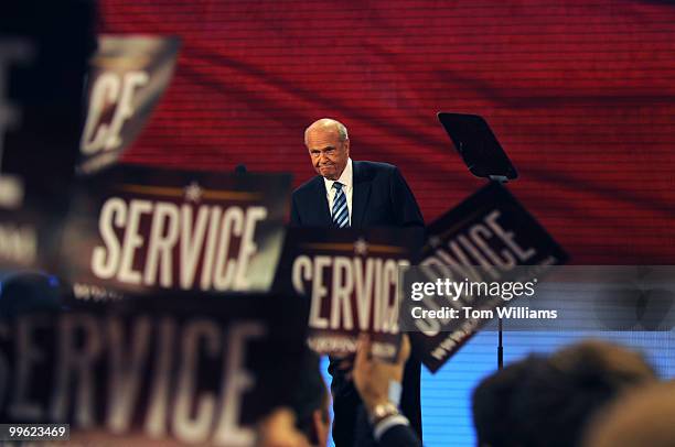 Former Sen. Fred Thompson addresses the crowd on second night of the Republican National Convention held at the Excel Center in St. Paul, September...