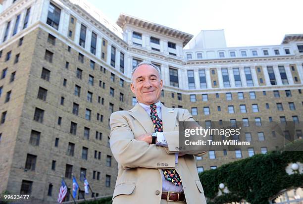 New Jersey delegate David Norcross is photographed in front of the St. Paul Hotel before the third day of the Republican National Convention,...