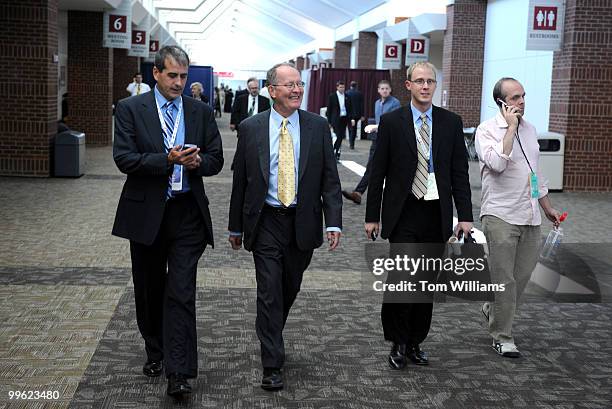 Sen. Lamar Alexander, R-Tenn., walks through the River Centre on the third day of the Republican National Convention held at the Xcel Center in St....
