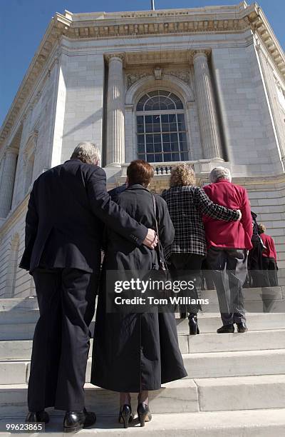 People from Tennessee wait to get into Russell Building after a fire drill, to talk to their Senators about issue with their Post Office.