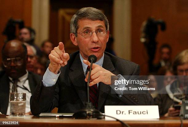 Dr. Anthony Fauci, director of the National Institute of Allergy and Infectious Diseases, testifies before a Senate Committee on Health, Education,...