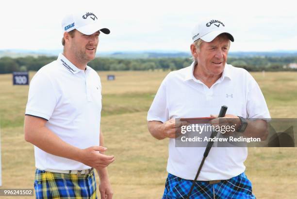 Marc Warren of Scotland and Kenny Dalglish, Scottish football legend, are pictured together during the Pro Am event prior to the start of the...