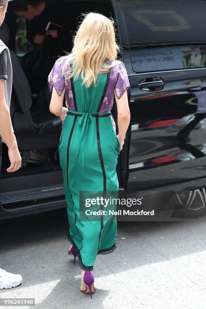 Kylie Minogue seen at the Magic Radio Studios on July 11, 2018 in London, England.