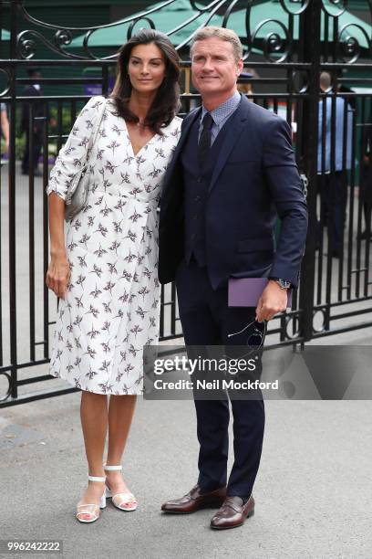 David Coulthard and Karen Minier seen arriving on day nine of the Wimbledon Lawn Tennis Championships at All England Lawn Tennis and Croquet Club on...