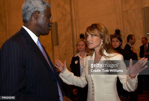 In the Russell Building, Thursday, Actress Jane Seymour talks to Koby Koomson former ambassador to Ghana, after viewing a documentary called "Running...