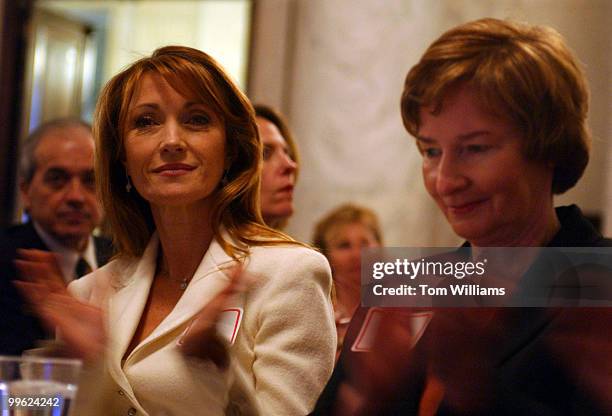 IIn the Russell Building, Thursday, Actress Jane Seymour, left, and wife of the late Sen. Paul Simon, Patricia, applaud for a speaker before viewing...