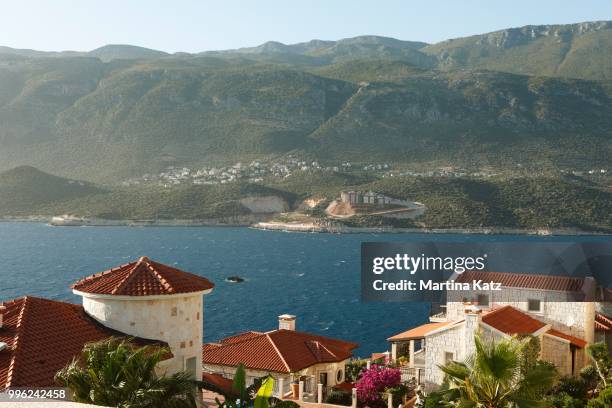 villas on the cukurba? peninsula, kas?, lycian coast, antalya province, turkey - antalya province fotografías e imágenes de stock