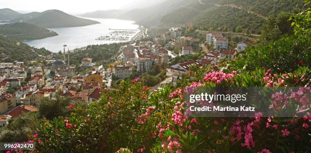 view of the town of kas?, lycian coast, antalya province, turkey - antalya province fotografías e imágenes de stock