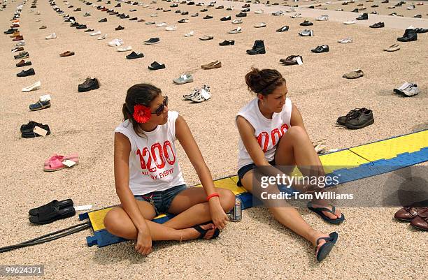 Members of Tobacco Free Kids, Mikaella McGuinness of Hawaii, left, and Felice Hopkins of Idaho, attend an anti-tobacco rally to urge Congress to...