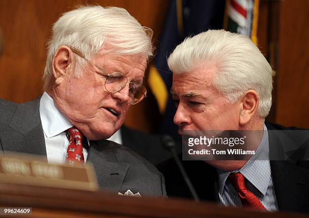 Chairman Ted Kennedy, D-Mass., talks with Sen. Chris Dodd, D-Conn., during the conformation hearing of Rep. Hilda Solis, D-Calif., nominee for...