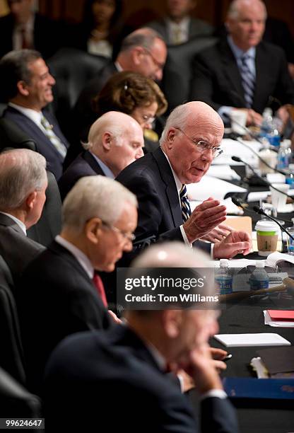 Chairman of theSenate Judiciary Committee Pat Leahy, D-Vt., conducts the confirmation hearing of Supreme Court nominee Sonia Sotomayor in 216 Hart...