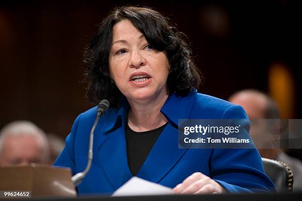 Supreme Court nominee Sonia Sotomayor makes on opening statement during her confirmation hearing before the Senate Judiciary Committee, July 13, 2009.