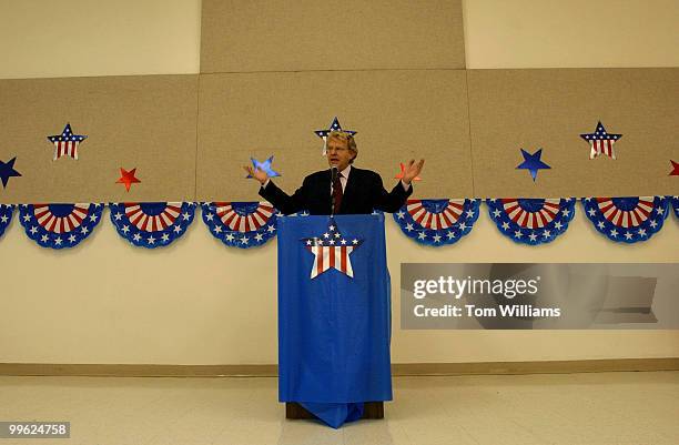 Potential Senate candidate Jerry Springer, D-Ohio, talks to the a Ross County Democratic Party Spring Dinner in Chillicothe, Ohio.