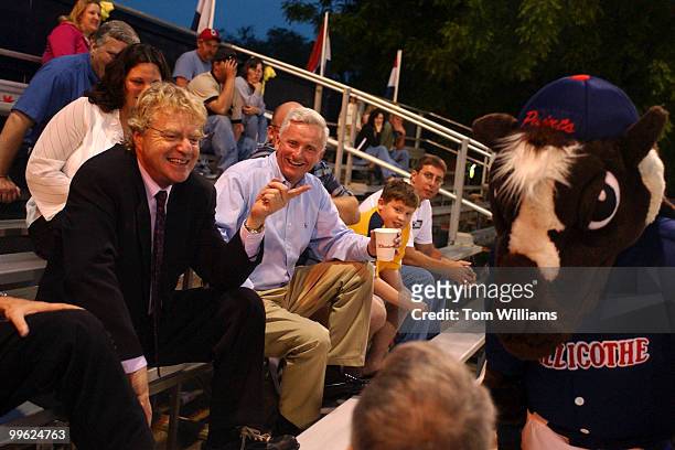 Potential Senate candidate Jerry Springer, D-Ohio, attends a Chillicothe "Paints" minor league baseball game after the Ross County Democratic Party...