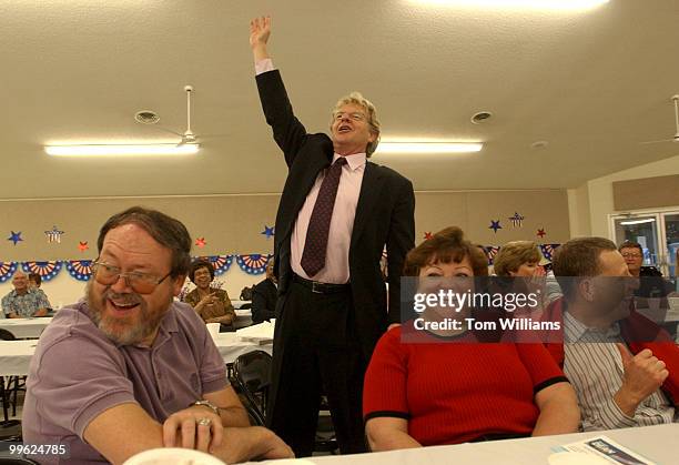 Potential Senate candidate Jerry Springer, D-Ohio, makes a bid during an auction at the Ross County Democratic Party Spring Dinner in Chillicothe,...