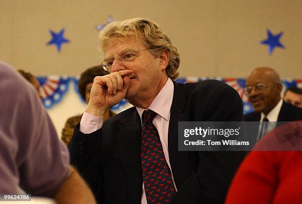 Potential Senate candidate Jerry Springer, D-Ohio, attends the Ross County Democratic Party Spring Dinner in Chillicothe, Ohio.