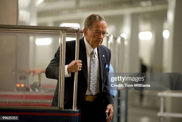 Former Senator Ted Stevens disembarks the Russell subway in the Capitol for "lunch with old friends," September 16, 2009.