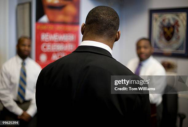 Herschel Walker, Heisman Trophy winner, talks to the staff of Rep. John Lewis, D-Ga., before a meeting with the Congressman to talk about the...