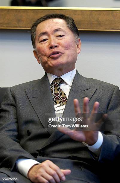 Actor George Takei talks to Rep. Henry Waxman, D-Calif., off camera, during a meeting with the Congressman and members of the Human Rights Campaign....