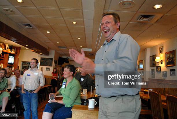 Senate candidate Jon Tester speaks at a fundraiser at the Mint Bar and Cafe in Belgrade, Montana.