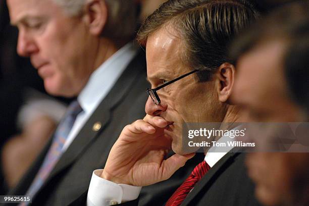 Sen. John Thune, R-S.D., attends a Senate Armed Services Committee hearing on conditions at Walter Reed.