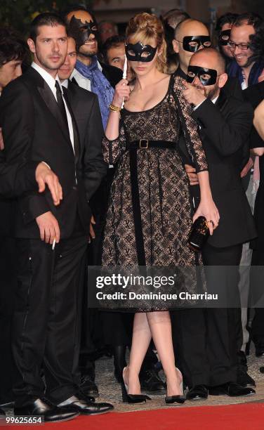 Actor Melvil Poupaud, actress Louise Bourgoin and director Gilles Marchand attends the 'Black Heaven' Premiere held at the Palais des Festivals...