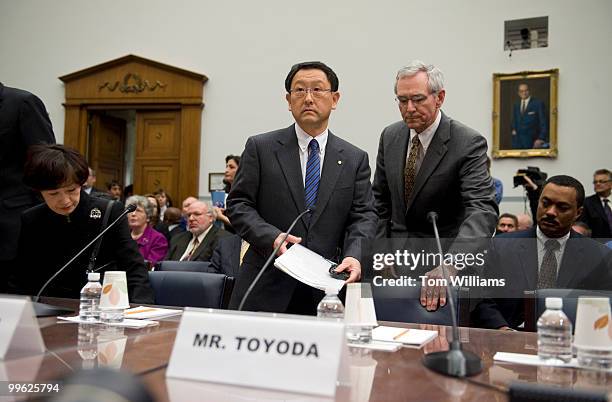 Akio Toyoda, Toyota President and CEO, arrives to testify before a House Oversight and Government Reform Committee on the federal government's...