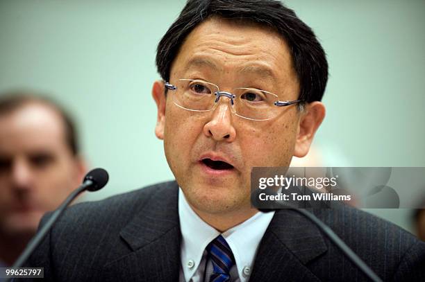 Akio Toyoda, Toyota President and CEO, testifies before a House Oversight and Government Reform Committee on the federal government's response to the...