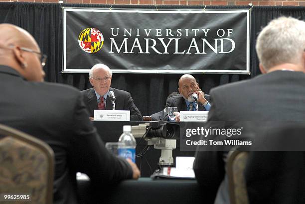 Sen. Ben Cardin, D-Md., left, and Rep. Alcee Hastings, D-Fla., conduct a field hearing at the University of Maryland on torture and other forms of...