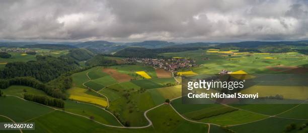 panorama of wenslingen, aerial view, basel-landschaft, switzerland - canton de bâle campagne photos et images de collection