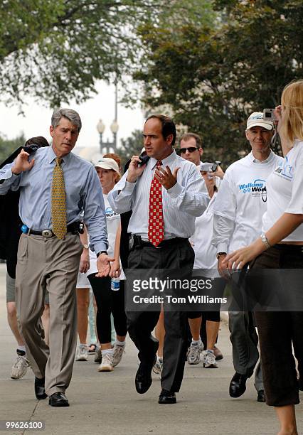 Congressional Fitness Caucus Chairs Reps. Mark Udall, D-Colo., left, and Zach Wamp, R-Tenn., walk down 1st Street as part of the 4th Annual Blue...
