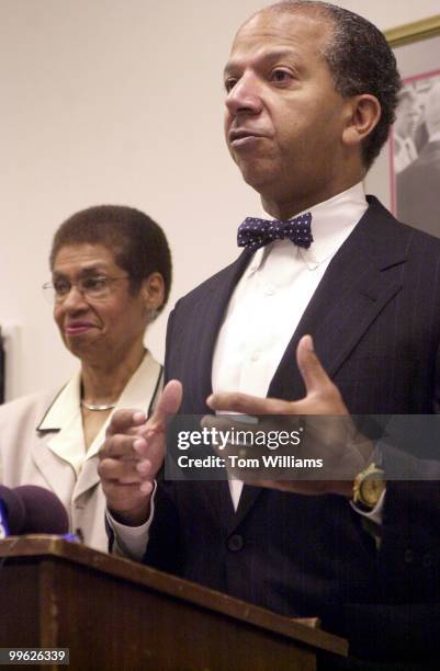 Mayor Tony Williams and Rep. Eleanor Holmes Norton, D-DC at a press conference announcing the final Congressional passage of the Southeast Federal...