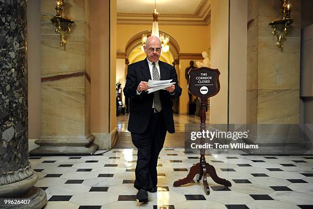 Rep. Henry Waxman, D-Calif., walks through Statuary Hall after the House passed a $787 billion economic stimulus bill, February 13, 2009.